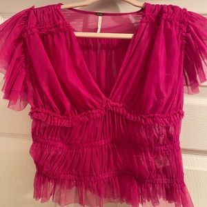 FREE PEOPLE Hot Pink Making Me Smile Top Size XS